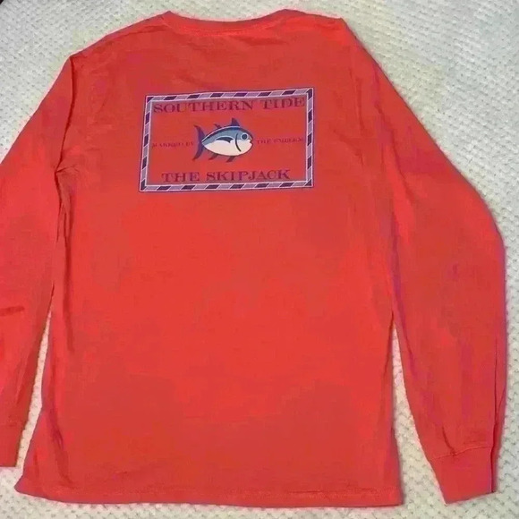 Peach Southern Tide The Shipjack long sleeve sz M ocean vacation comfy casual - Picture 7 of 9
